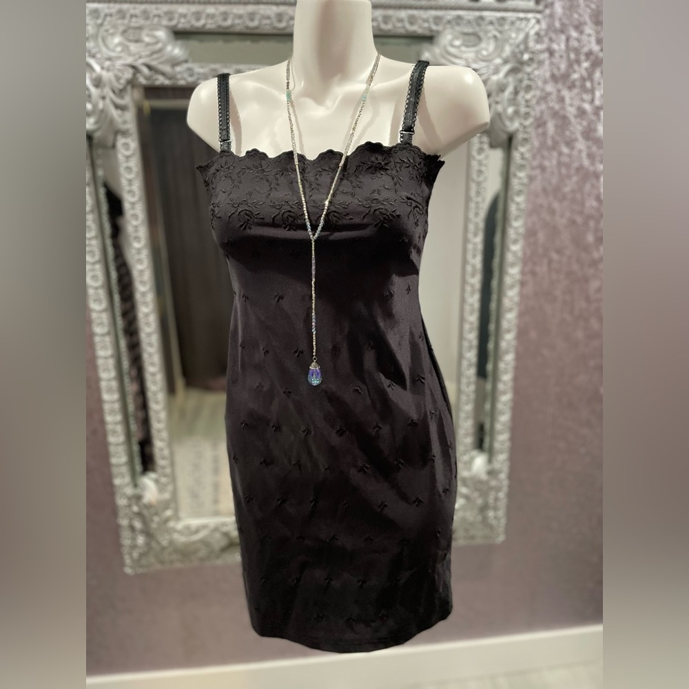 Hugo Buscati Vintage 90s Embroidered Mini Dress Made in USA